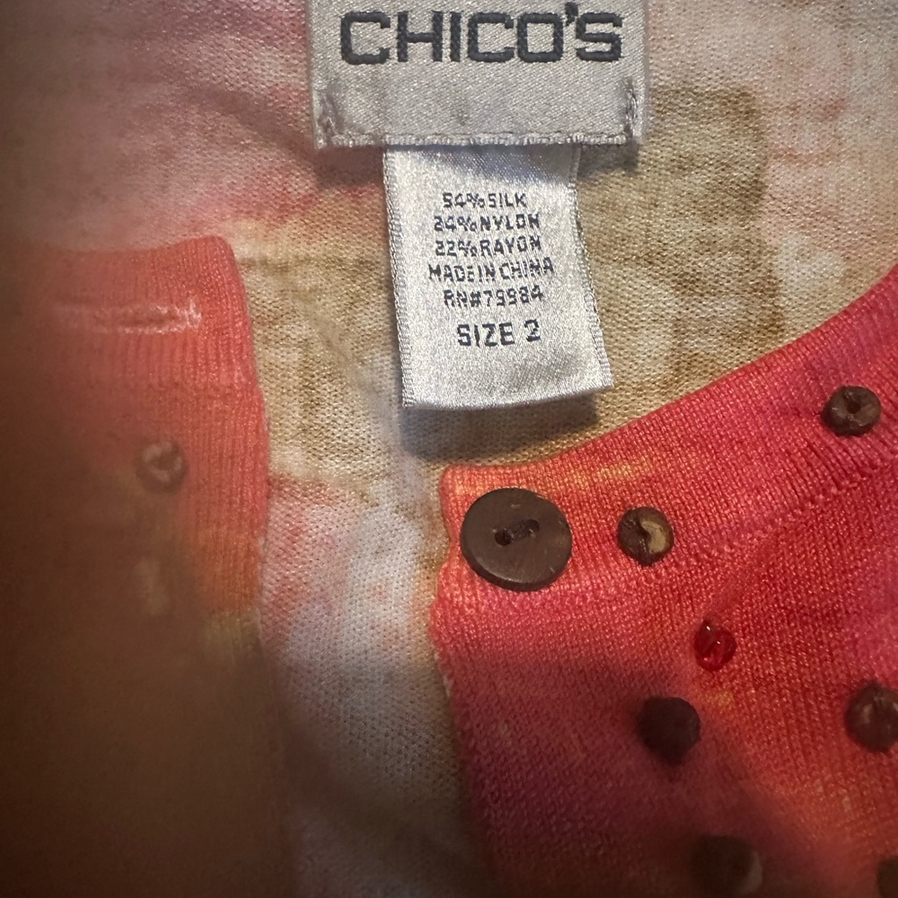 Chico's Coral Beaded Sweater